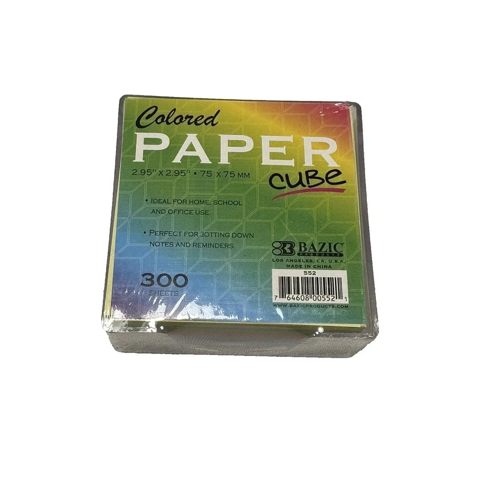 paper cube 300 sticky notes‎ 5 colors yellow green red blue purple